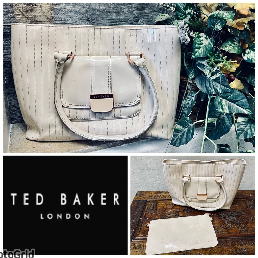 Ted Baker Large Ivory Tote Bag With Removable Zipper Pouch